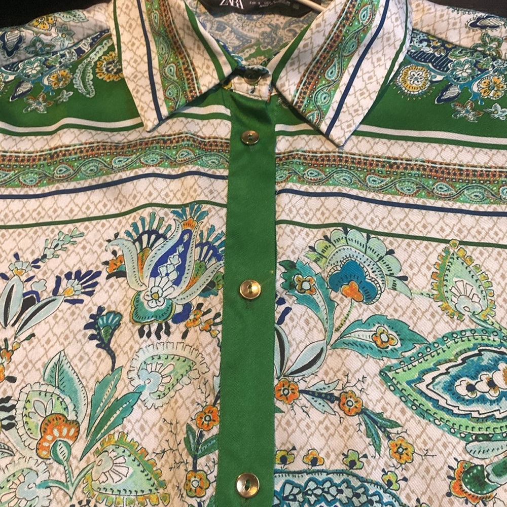 Zara Patterned Button Down Blouse - image 6